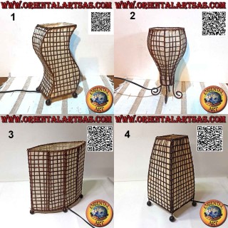Ethnic table lamp in cotton and bamboo of 30 cm, various shapes