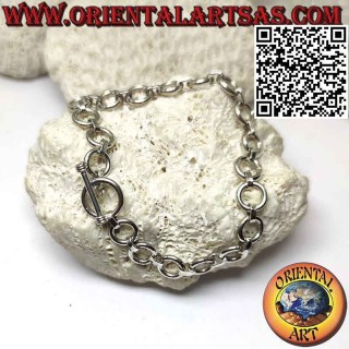 Flat silver chain bracelet with Ø 9 mm round rings
