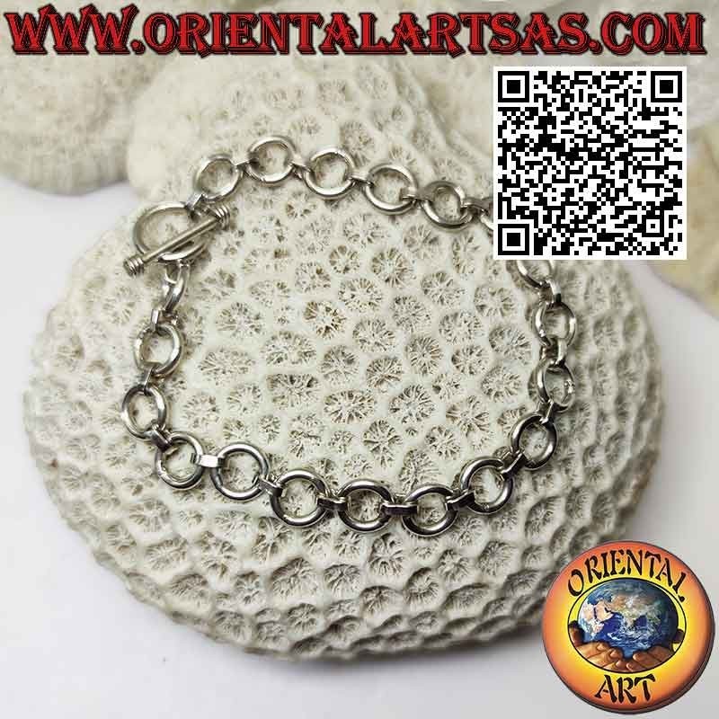 Bracciale Argento Piatto, Catena Anelli Tondi Ø 9mm | Oriental Art