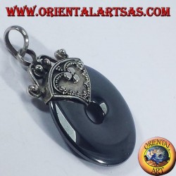 Silber Anhänger mit Hämatit Donut 30mm.
