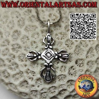 Pendentif en argent, double Dorje ou plat Vishvajra (croix tibétaine)