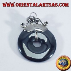 Colgante de plata con 30 mm de rosquilla de hematita.