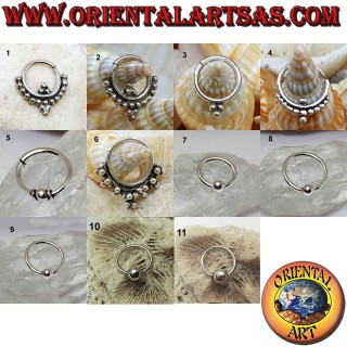 Bandeau de nez septum en argent, divers modèles