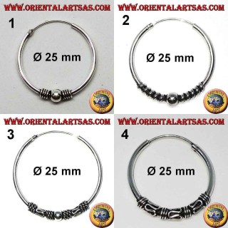 Pendiente de plata 925 ‰, círculo mecanizado, 25 mm de diámetro (1)