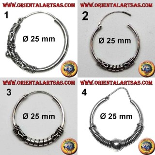 Boucle d'oreille en argent 925‰, cercle usiné, diamètre 25 mm (2)