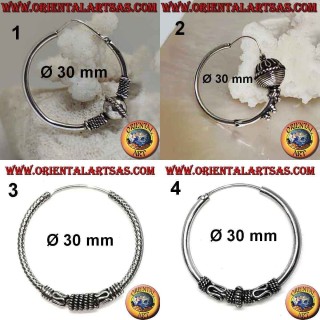 Pendiente de plata 925 ‰, círculo mecanizado, 30 mm de diámetro (2)
