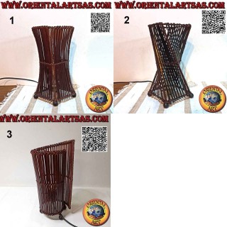 Lampada da tavolo etnica in legnetti di bambù da 30 cm, varie forme
