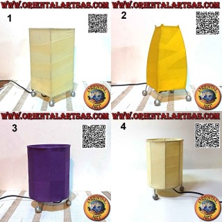 Lampada da tavolo etnica con struttura in metallo e rivestimento in cotone (1)