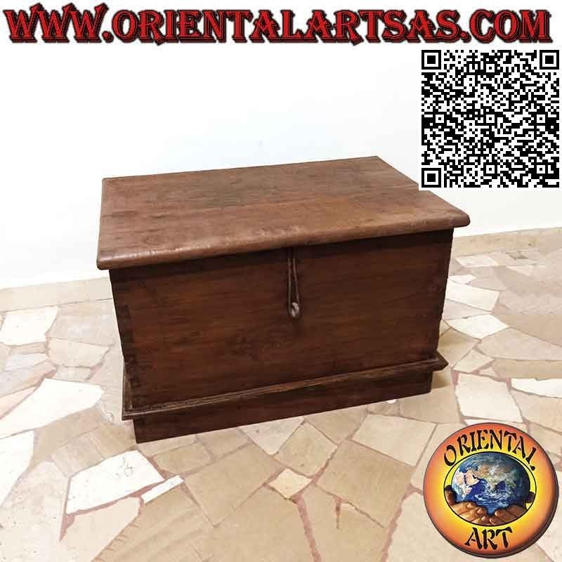 Coffre antique traditionnel avec serrure plombable en bois de teck de 75 cm