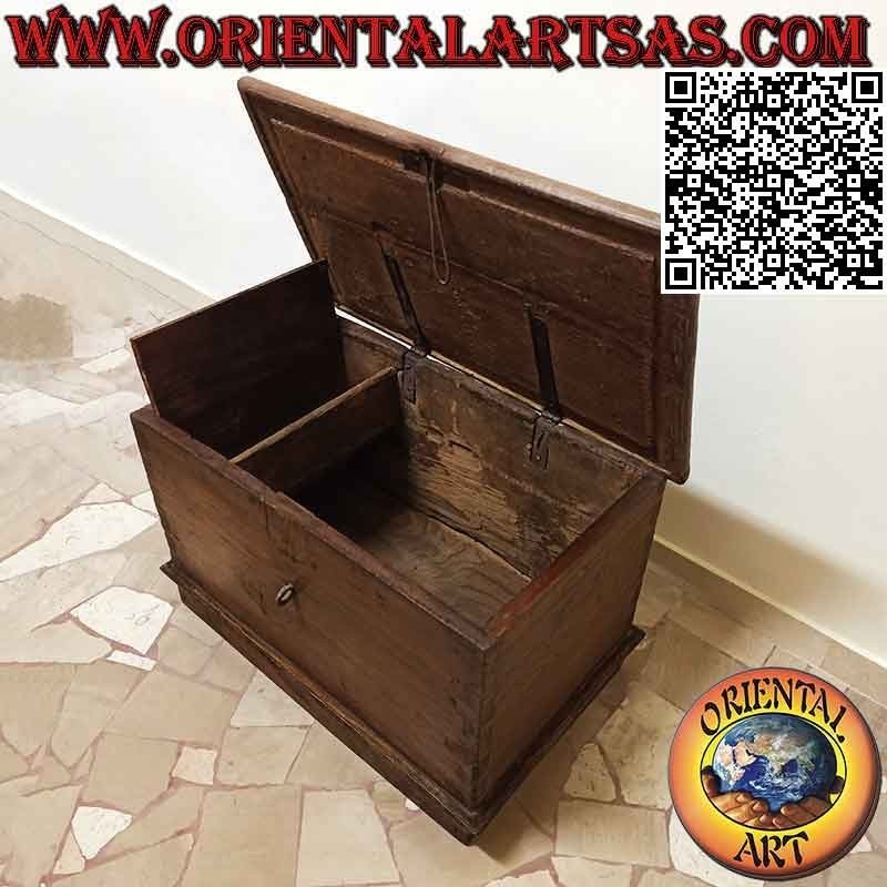Cassapanca antica originale con lucchetto in legno di teak da 75 cm