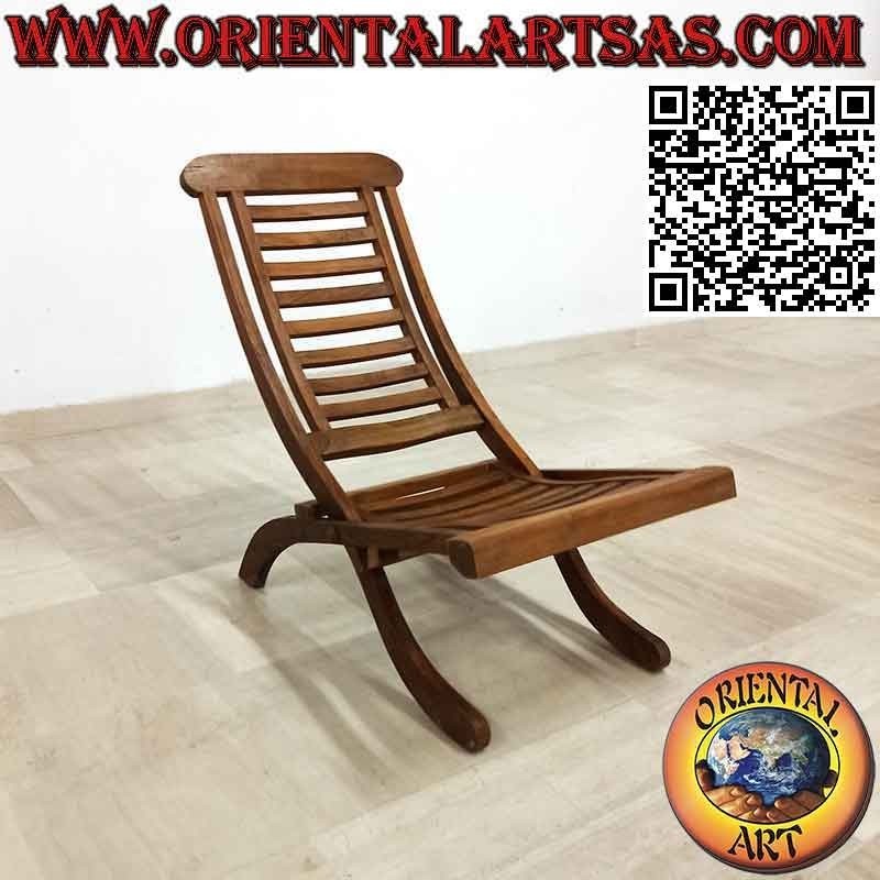 Sedia sdraio pieghevole classica in legno di teak