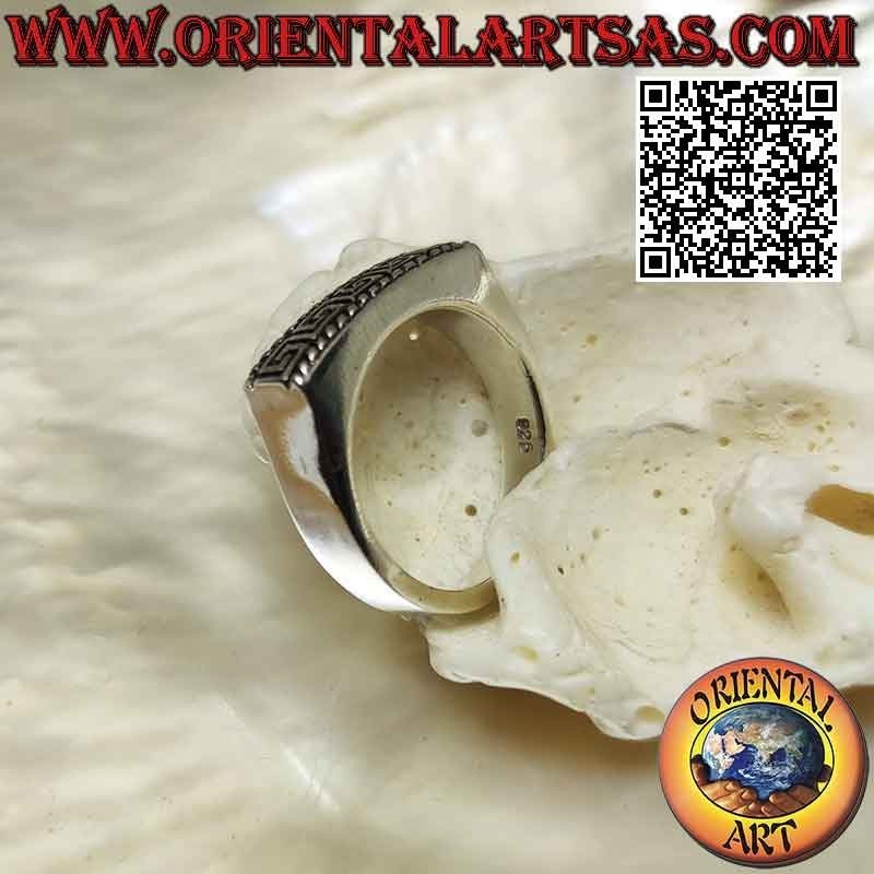 Rectangular Ring with Greek Key Motif 925 Silver | Oriental Art