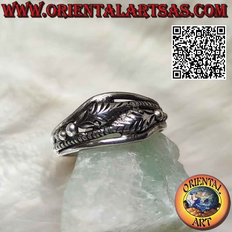 Zwei Verschlungenen Schlangen Ring Gegenköpfig 925 Silber | Oriental Art