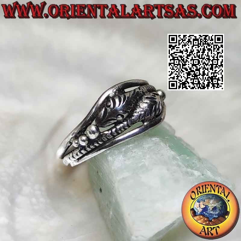 Anello Due Serpenti Avvolti Teste Opposte Argento 925 | Oriental Art