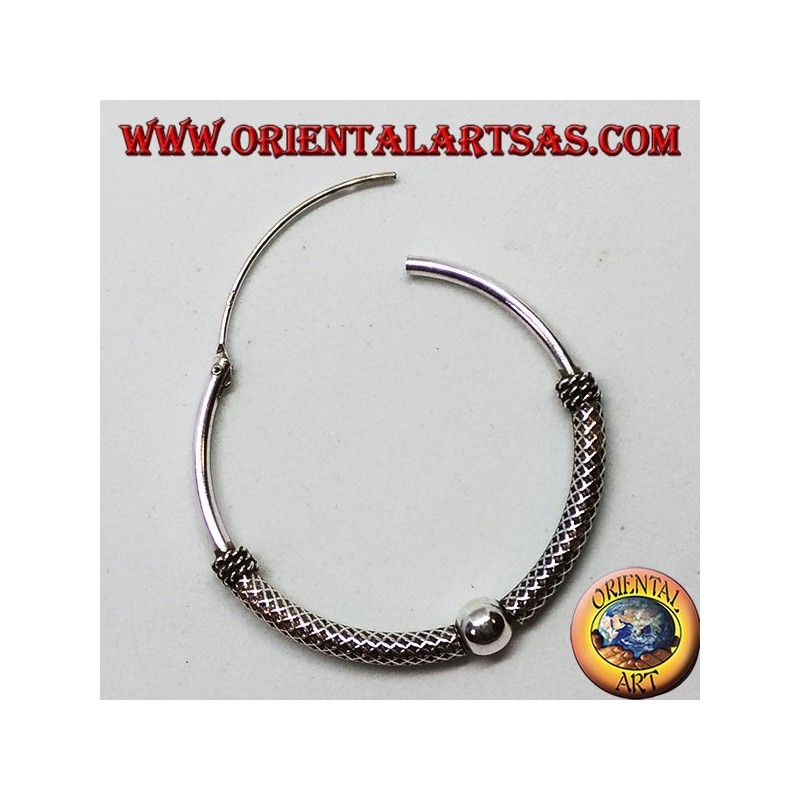 Boucle d'oreille en argent 925 ‰, cercle usiné, diamètre 35 mm (1)