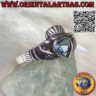 Irischer Claddagh Ring Blauer Topaz Herz 925 Silber | Oriental Art
