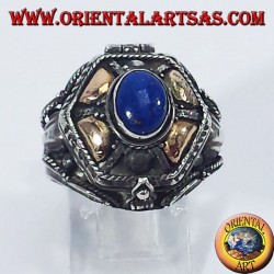 Silver ring brings poison with gold and lapis lazuli platelets