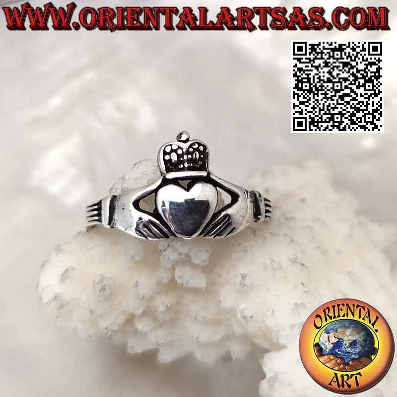 Klassischer irischer Claddagh (Love Loyalty and Friendship) Silberring mit gepunkteter Krone