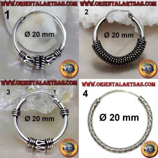 Boucle d'oreille en argent 925‰, cercle usiné, diamètre 20 mm (3)