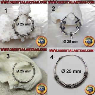 Pendiente de plata 925 ‰, círculo mecanizado, 25 mm de diámetro (4)