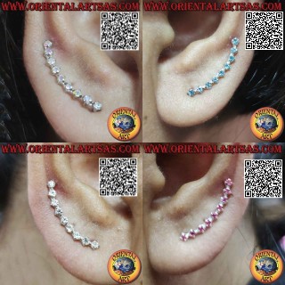 Boucles d'oreilles grimpantes en argent (grimpeur) avec une rangée incurvée de zircone cubique