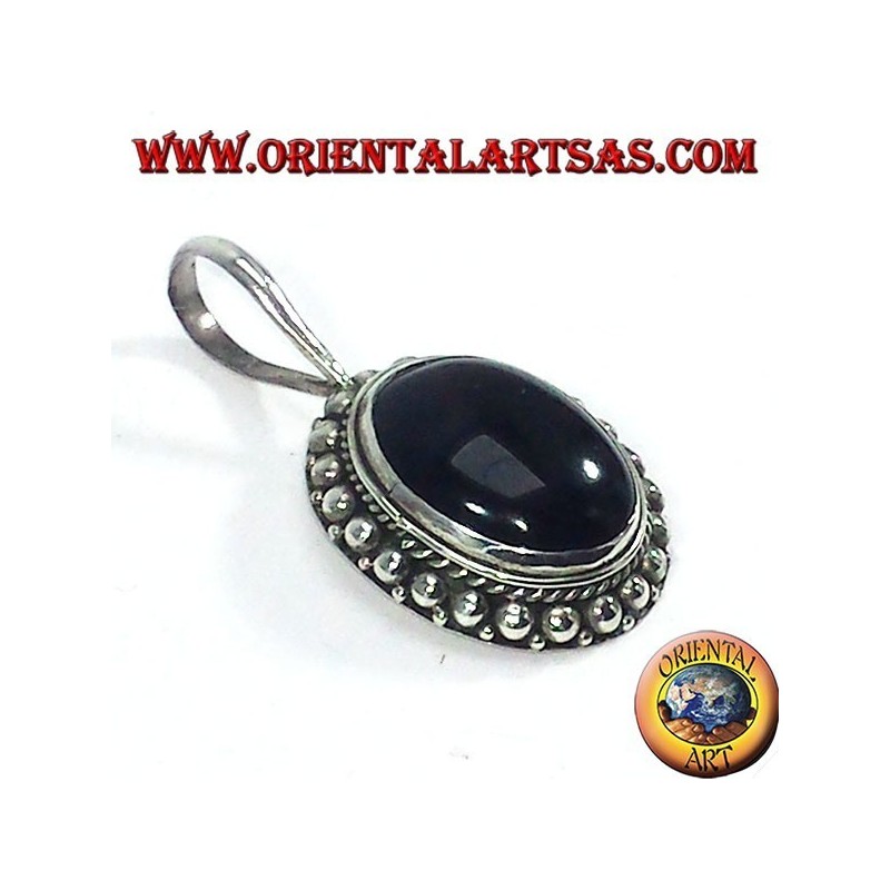 Silver Pendant with onyx