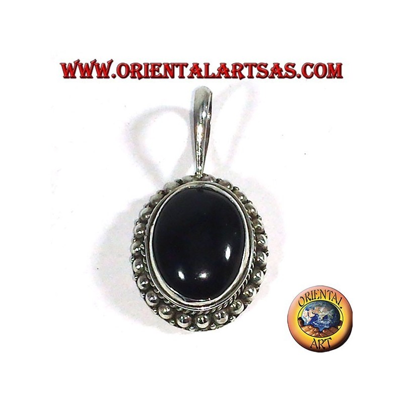 Silver Pendant with onyx