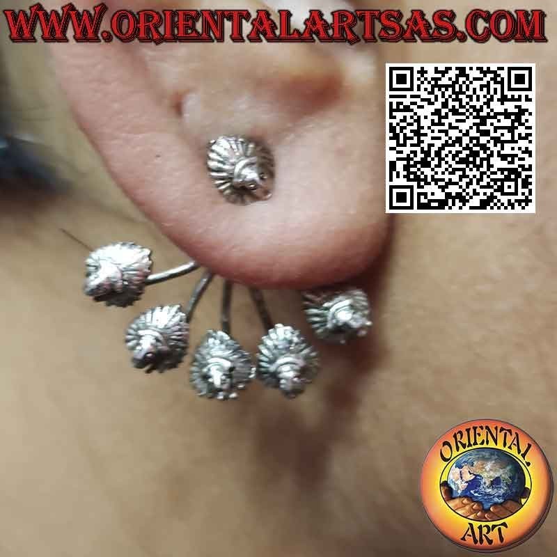 Silver fan-shaped climber earring, Native American Indian