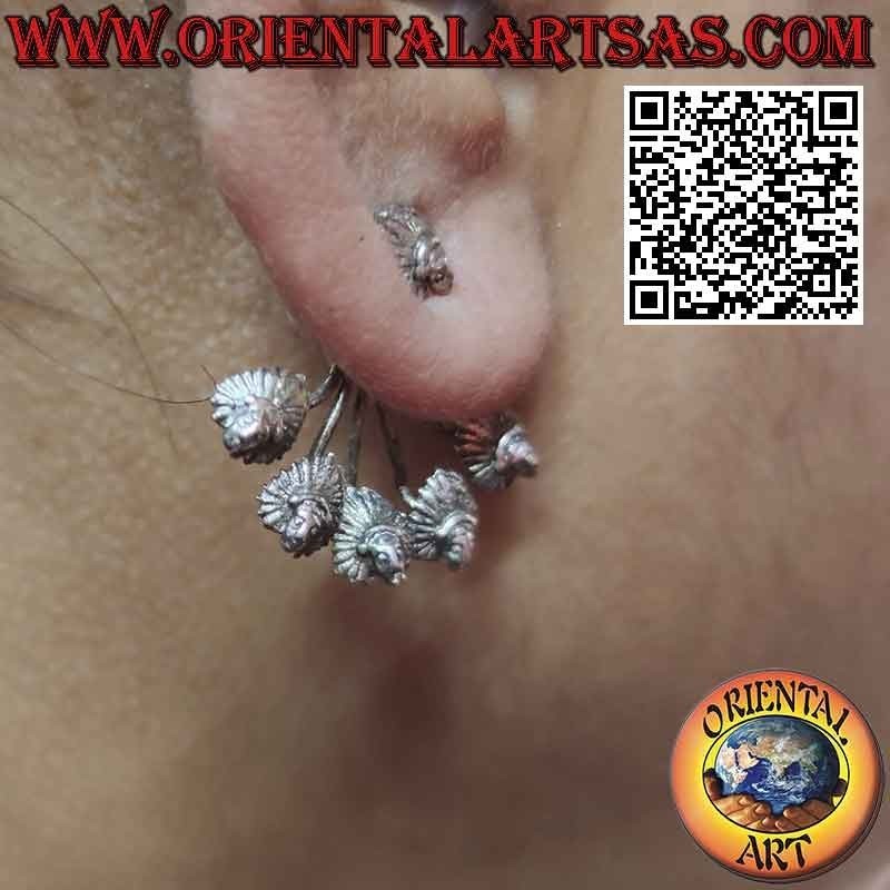 Silver fan-shaped climber earring, Native American Indian