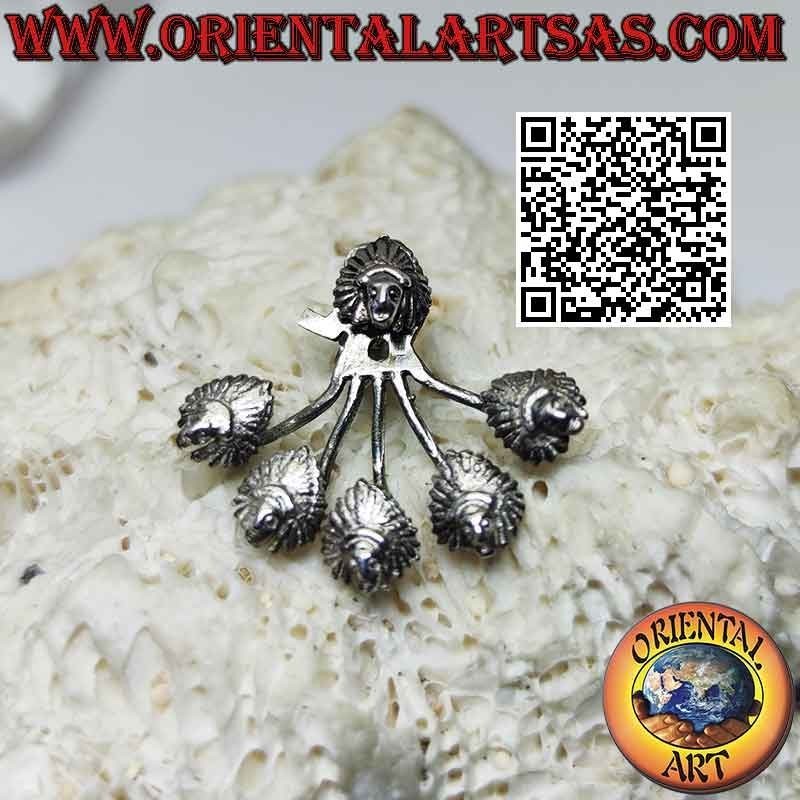 Boucle d'oreille grimpeur en forme d'éventail en argent, Amérindien
