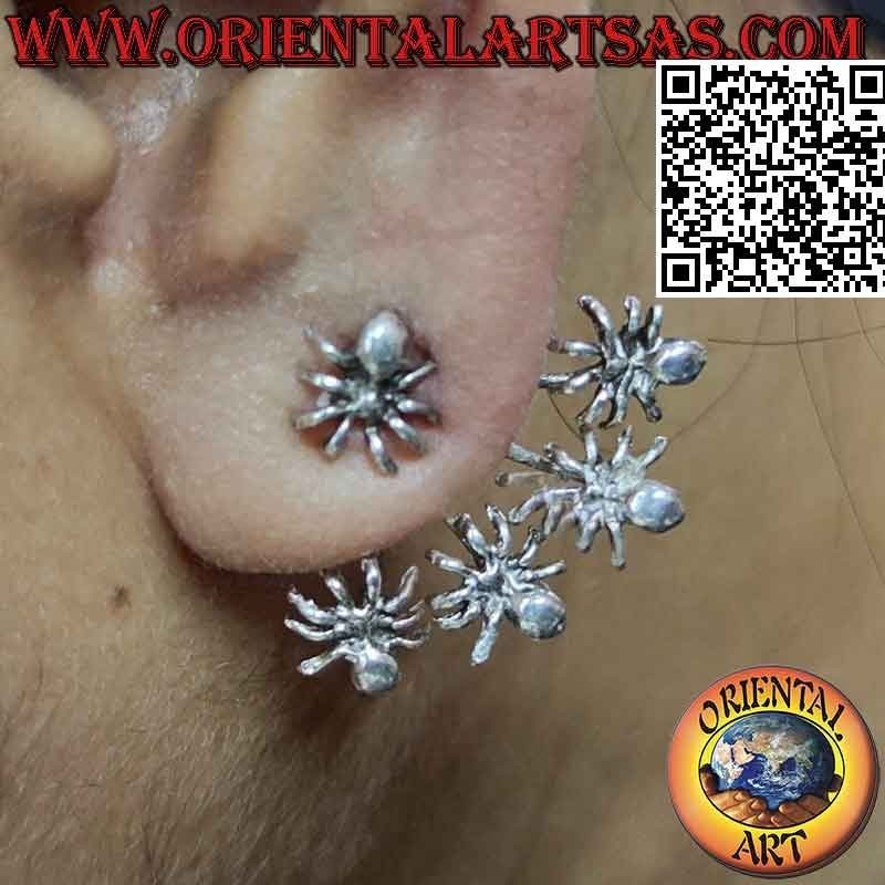 Orecchino in argento rampicante (climber) a ventaglio, i ragni