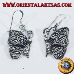 Boucles d'oreilles argent pendentifs papillon