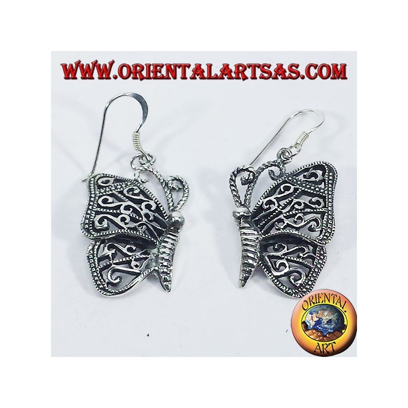 Boucles d'oreilles argent pendentifs papillon