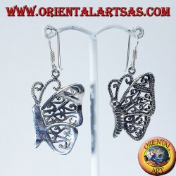 Silver earrings butterfly pendants
