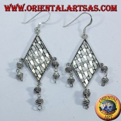 Silver earrings strands turbot with pendants