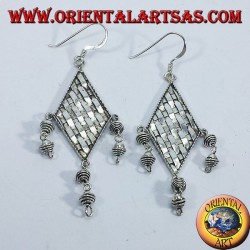 Pendientes de plata hebras rodaballo con colgantes
