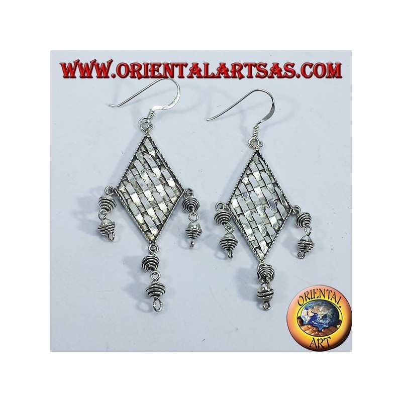 Boucles d'oreilles argent brins turbot avec pendentifs