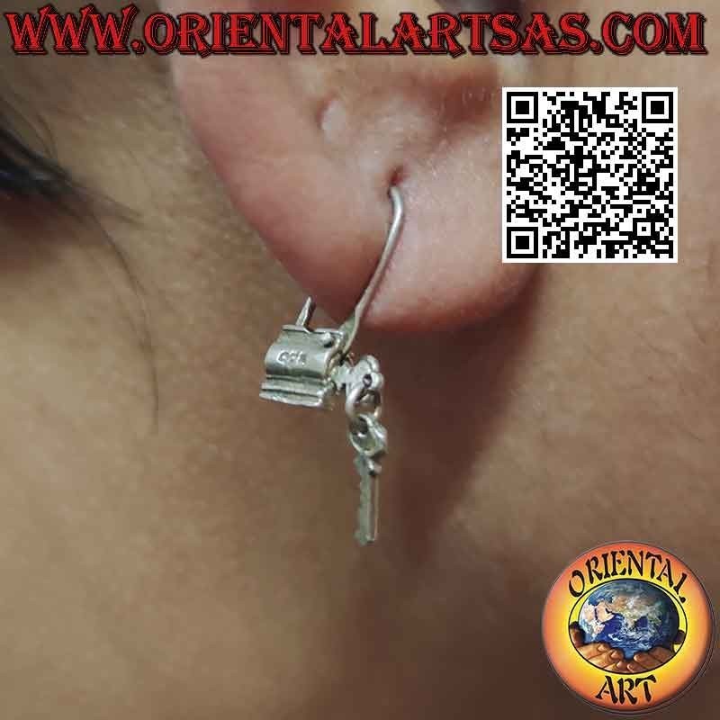 "Special" silver earring, the padlock with the key