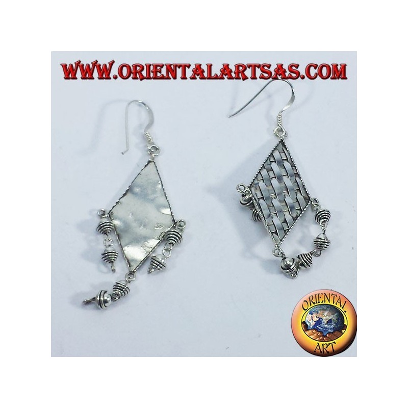 Boucles d'oreilles argent brins turbot avec pendentifs