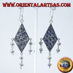 Silver earrings strands turbot with pendants