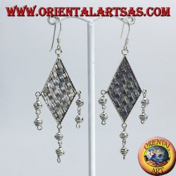 Silver earrings strands turbot with pendants