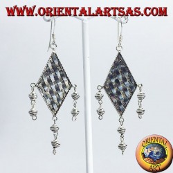 Silver earrings strands turbot with pendants