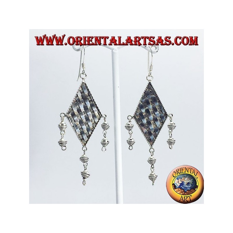Pendientes de plata hebras rodaballo con colgantes