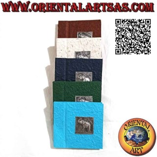 Taccuino quaderno quadrato con piastra in argentone, in carta di riso (10 x 10 cm)