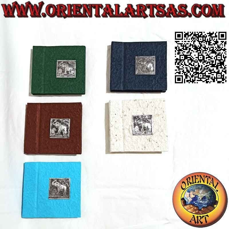 Cuaderno cuadrado con plato de plata, papel de arroz (10 x 10 cm)