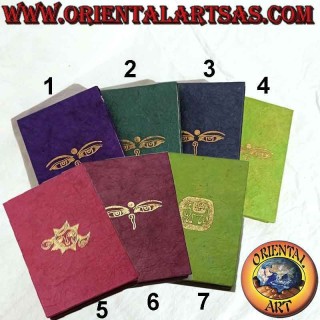 Cuaderno vertical con estampado, papel de arroz nepalí (13,5 x 9 cm)