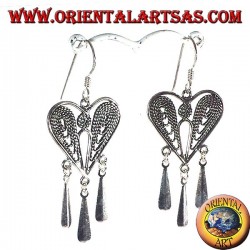 pendentifs coeur en filigrane boucle d'oreille en argent