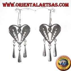 pendentifs coeur en filigrane boucle d'oreille en argent