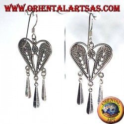 silver earring filigree heart pendants