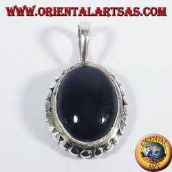 Silver Pendant with onyx oval